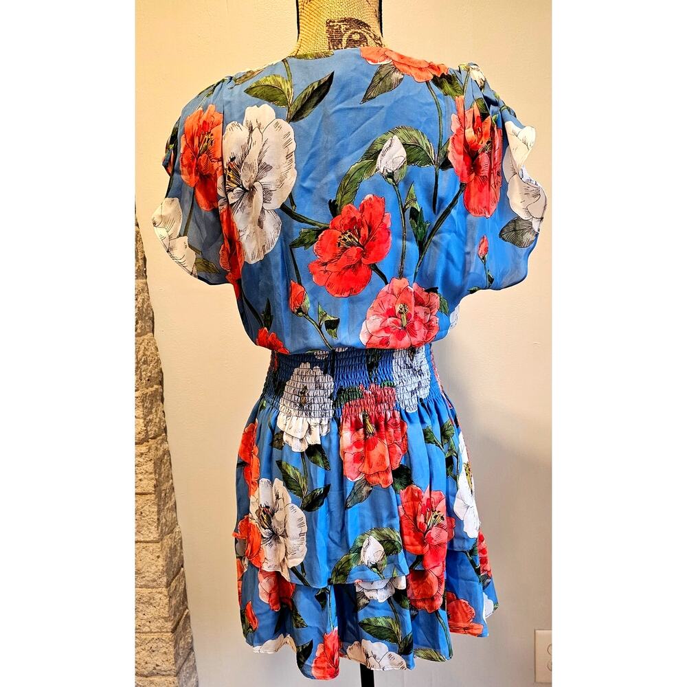 Parker Bondi Dress Maritime, Wildflower, Silk Blend, Smocked Waist, NEW, Sz S - Picture 5 of 10